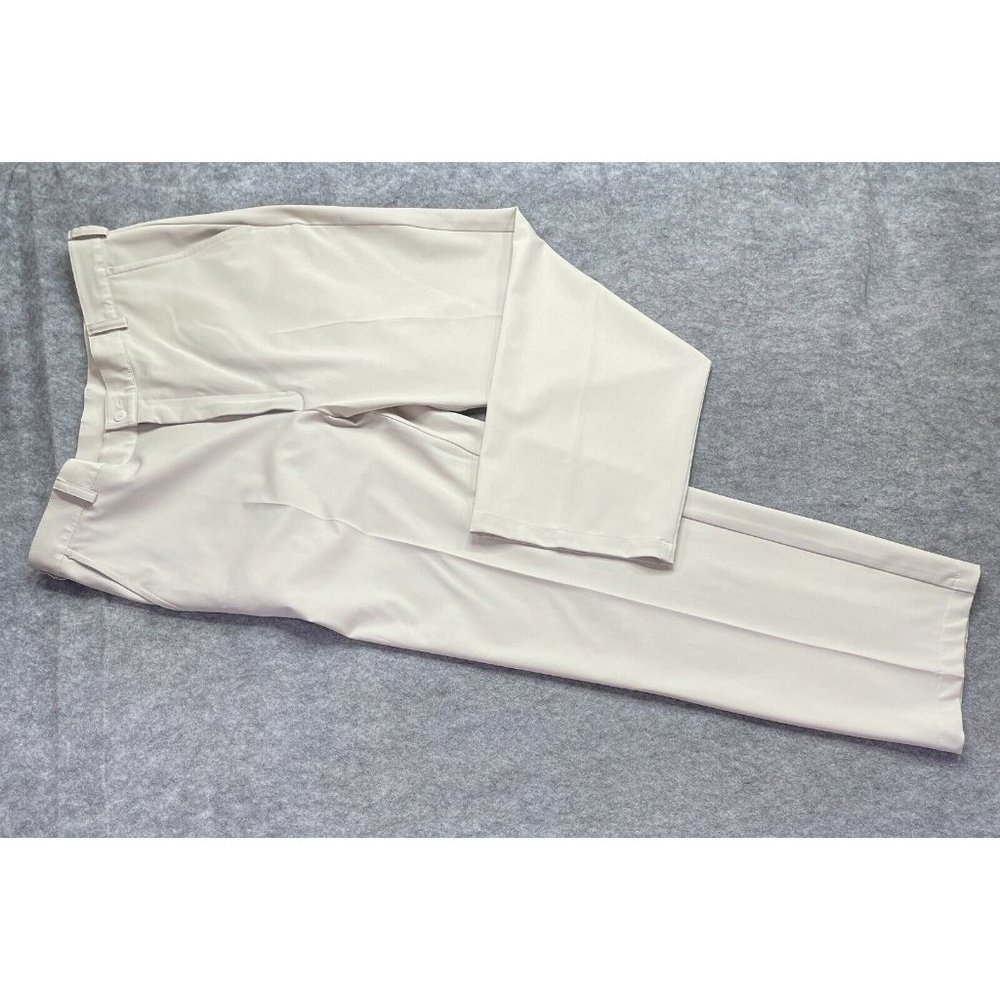 Nike Golf Chino Pants Men 36 x 30 Beige Flat Front Polyester Spandex Light Wash
